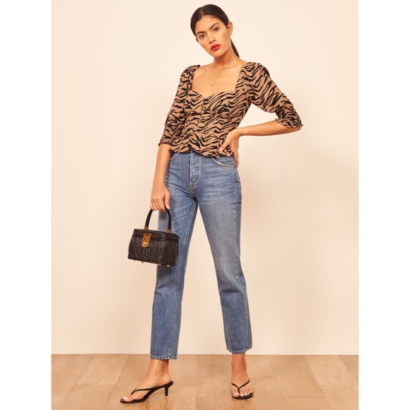 Reformation Dallas Top Rajah tiger print sz 2 - Picture 4 of 9